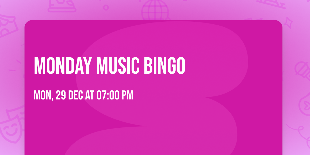 Monday Music Bingo