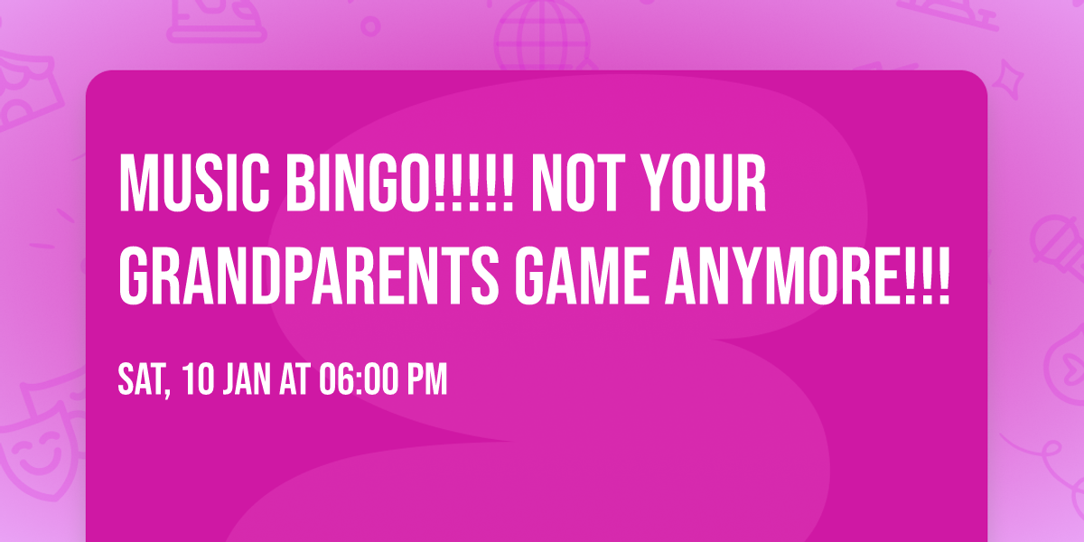 Music Bingo!!!!! Not your Grandparents game anymore!!!