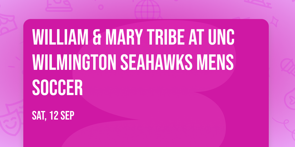 William & Mary Tribe at UNC Wilmington Seahawks Mens Soccer