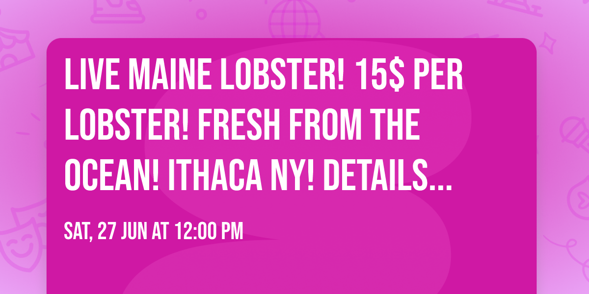 LIVE MAINE LOBSTER! 15$ PER LOBSTER! FRESH FROM THE OCEAN! ITHACA NY! DETAILS IN DESCRIPTION 