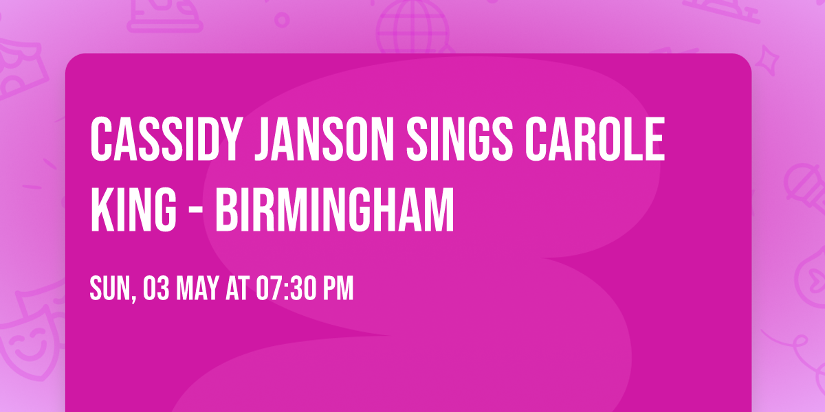 Cassidy Janson sings Carole King - Birmingham