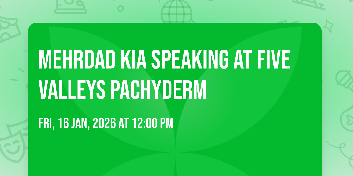 Mehrdad Kia speaking at Five valleys Pachyderm