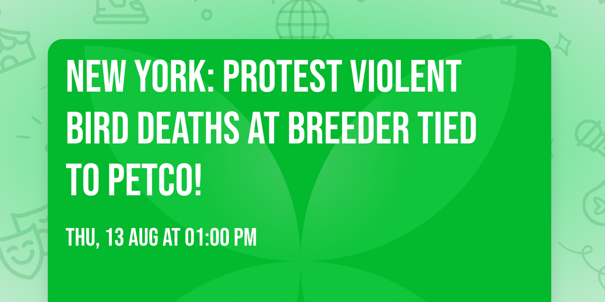 New York: Protest Violent Bird Deaths at Breeder Tied to Petco!
