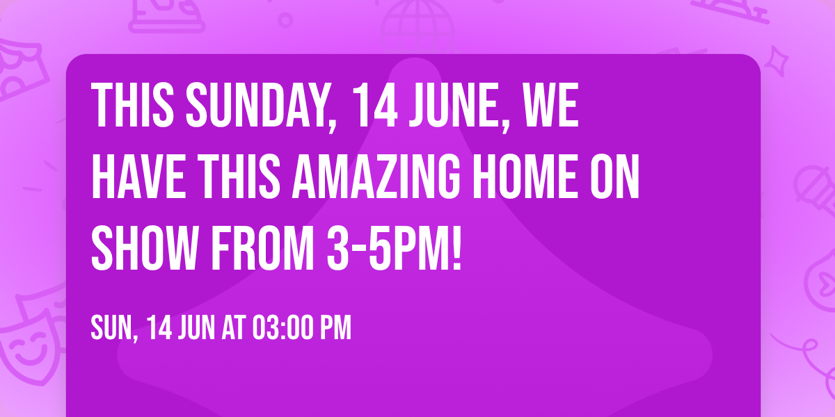 This Sunday, 14 June, we have this AMAZING home ON SHOW from 3-5pm!
