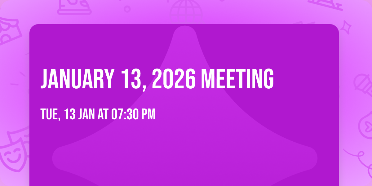 January 13, 2026 Meeting 