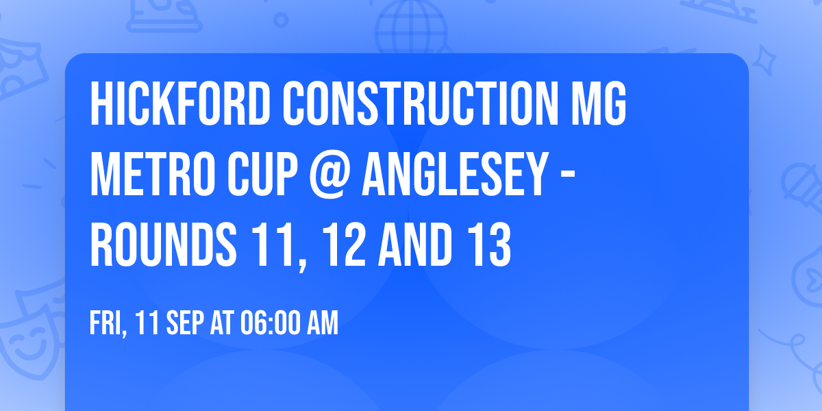 Hickford Construction MG Metro Cup @ Anglesey - Rounds 11, 12 and 13