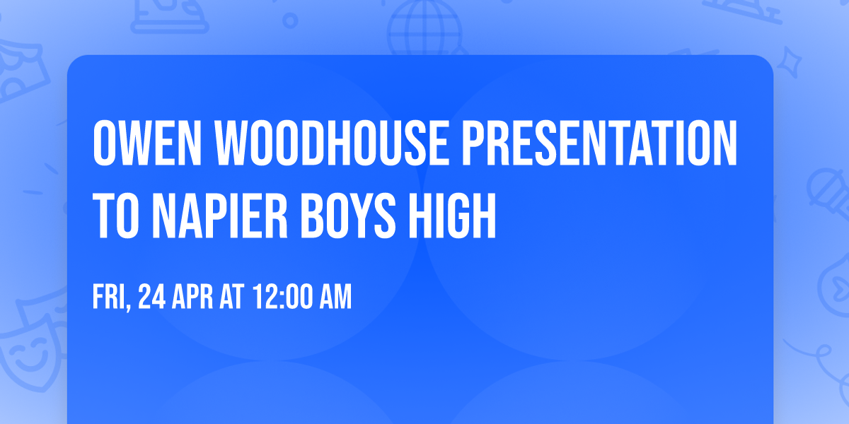 Owen Woodhouse presentation to Napier Boys High 