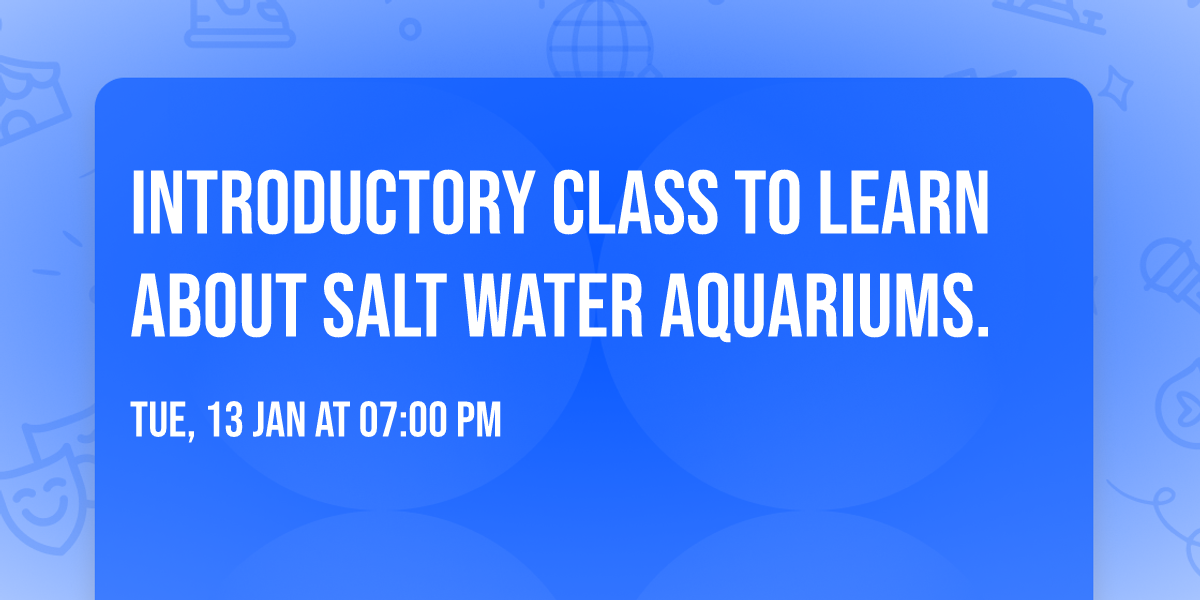 Introductory Class to learn about salt water aquariums. 