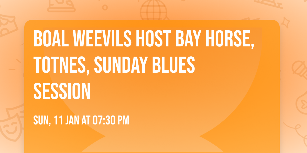 Boal Weevils host Bay Horse, Totnes, Sunday Blues Session